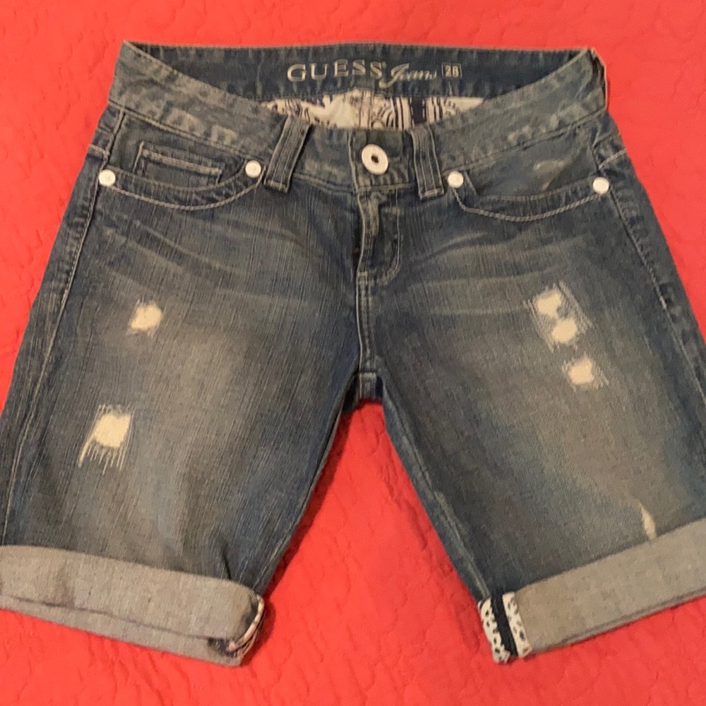 Low waisted denim Bermuda shorts by guess